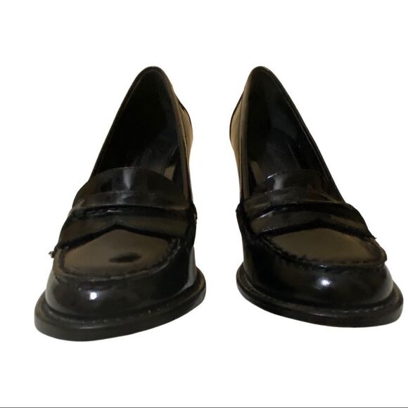 Kenneth Cole “Make Me Smile” Chunky Dark Academia Black Patent Leather Loafers - Picture 6 of 10